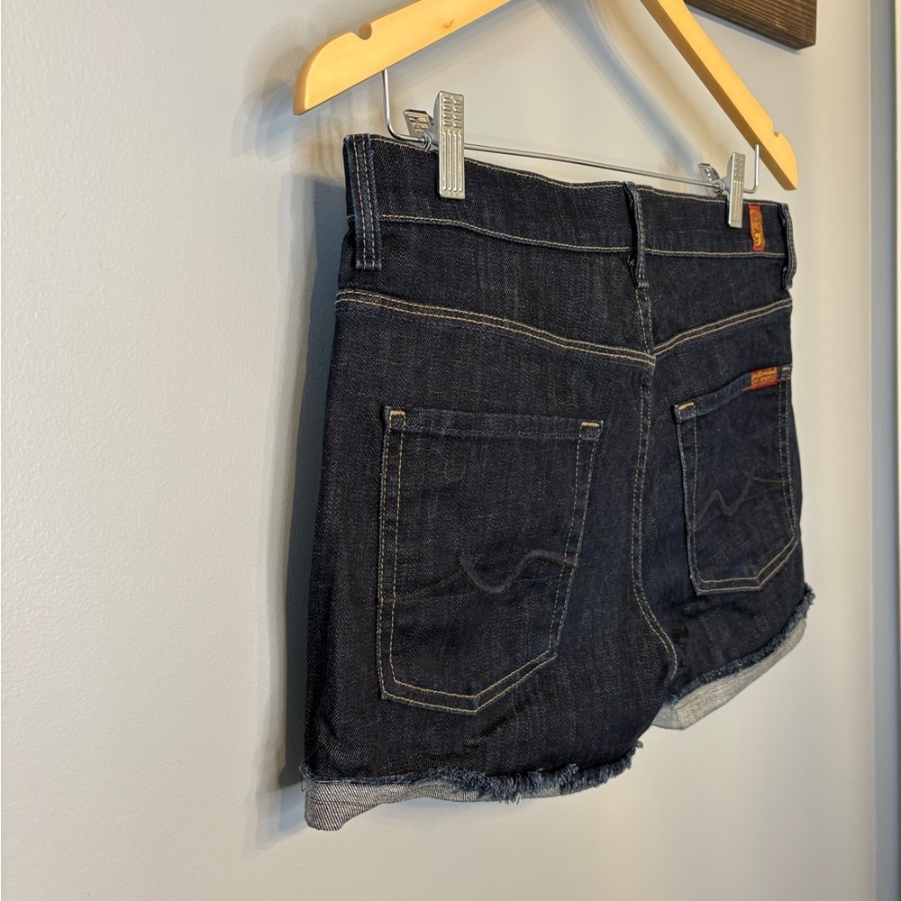 7 For All Mankind Dark Blue Cuffed Jean Shorts size 29 - Picture 8 of 10